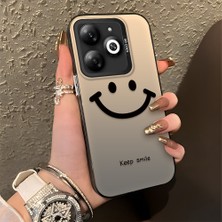 HONTINGA Infinix Smart 8 Pro ile Uyumlu Kılıfı Silikon Kenar Sert Arka Düşüme Önleyici Basitlik Anti Düşme Kamera Korumali Gülümseme Desen Telefon Kılıfı Kadın ve Erkek Için Uygundur K1-0861