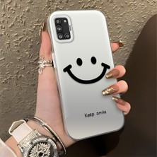 HONTINGA Samsung Galaxy A31 ile Uyumlu Kılıfı Silikon Kenar Sert Arka Düşüme Önleyici Basitlik Anti Düşme Kamera Korumali Gülümseme Desen Telefon Kılıfı Kadın ve Erkek Için Uygundur K1-0861