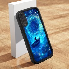 HONTINGA Samsung Galaxy A50 ile Uyumlu Kılıfı Düşüme Önleyici Basitlik Anti Düşme Kamera Korumali Şirin Kedi Siyah Deniz Desen Yumuşak Silikon Telefon Kılıfı Kadın ve Erkek Için Uygundur K2-0256