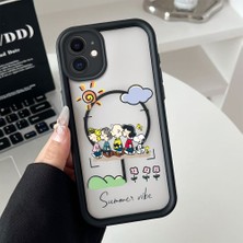 Ucuc iPhone 12 Uyumlu Manyetik Halkalı Yarı Sayda Mat Kamera Koruma Anti-Darbe Silikon Kılıf