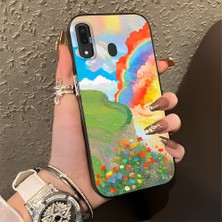 HONTINGA Samsung Galaxy A30 ile Uyumlu Kılıfı Silikon Kenar Sert Arka Düşüme Önleyici Basitlik Anti Düşme Kamera Korumali Gökkuşağı Desen Telefon Kılıfı Kadın ve Erkek Için Uygundur K1-0853