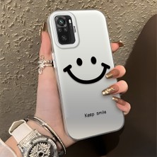 HONTINGA Xiaomi Redmi Note 10 ile Uyumlu Kılıfı Silikon Kenar Sert Arka Düşüme Önleyici Basitlik Anti Düşme Kamera Korumali Gülümseme Desen Telefon Kılıfı Kadın ve Erkek Için Uygundur K1-0861