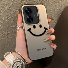 HONTINGA Realme C55 ile Uyumlu Kılıfı Silikon Kenar Sert Arka Düşüme Önleyici Basitlik Anti Düşme Kamera Korumali Gülümseme Desen Telefon Kılıfı Kadın ve Erkek Için Uygundur K1-0861