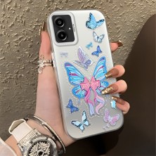 HONTINGA Samsung Galaxy A06 ile Uyumlu Kılıfı Silikon Kenar Sert Arka Düşüme Önleyici Basitlik Anti Düşme Kamera Korumali Kelebek Desen Telefon Kılıfı Kadın ve Erkek Için Uygundur K1-0854