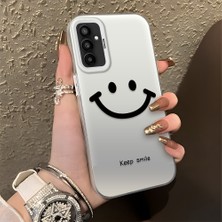 HONTINGA Samsung Galaxy M23 ile Uyumlu Kılıfı Silikon Kenar Sert Arka Düşüme Önleyici Basitlik Anti Düşme Kamera Korumali Gülümseme Desen Telefon Kılıfı Kadın ve Erkek Için Uygundur K1-0861