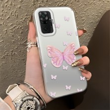 HONTINGA Xiaomi Redmi Note 10 Pro ile Uyumlu Kılıfı Silikon Kenar Sert Arka Düşüme Önleyici Basitlik Anti Düşme Kamera Korumali Pembe Kelebek Desen Telefon Kılıfı Kadın ve Erkek Için Uygundur K1-0862