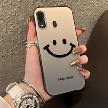 HONTINGA Samsung Galaxy A30 ile Uyumlu Kılıfı Silikon Kenar Sert Arka Düşüme Önleyici Basitlik Anti Düşme Kamera Korumali Gülümseme Desen Telefon Kılıfı Kadın ve Erkek Için Uygundur K1-0861