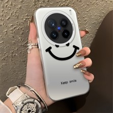 HONTINGA Vivo X200 Pro ile Uyumlu Kılıfı Silikon Kenar Sert Arka Düşüme Önleyici Basitlik Anti Düşme Kamera Korumali Gülümseme Desen Telefon Kılıfı Kadın ve Erkek Için Uygundur K1-0861