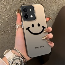 HONTINGA Vivo Y28 ile Uyumlu Kılıfı Silikon Kenar Sert Arka Düşüme Önleyici Basitlik Anti Düşme Kamera Korumali Gülümseme Desen Telefon Kılıfı Kadın ve Erkek Için Uygundur K1-0861