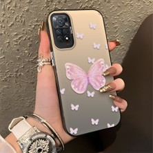 HONTINGA Xiaomi Redmi Note 11 Pro ile Uyumlu Kılıfı Silikon Kenar Sert Arka Düşüme Önleyici Basitlik Anti Düşme Kamera Korumali Pembe Kelebek Desen Telefon Kılıfı Kadın ve Erkek Için Uygundur K1-0862