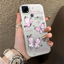 HONTINGA Realme C25 ile Uyumlu Kılıfı Silikon Kenar Sert Arka Düşüme Önleyici Basitlik Anti Düşme Kamera Korumali Kelebek Desen Telefon Kılıfı Kadın ve Erkek Için Uygundur K1-0864
