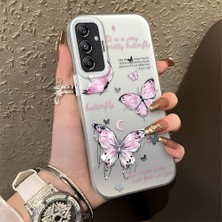 HONTINGA Samsung Galaxy A24 ile Uyumlu Kılıfı Silikon Kenar Sert Arka Düşüme Önleyici Basitlik Anti Düşme Kamera Korumali Kelebek Desen Telefon Kılıfı Kadın ve Erkek Için Uygundur K1-0864