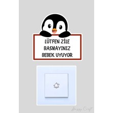 Huggy Craft Sevimli Penguen Sticker Bebek Uyuyor Kapı Zili Etiketi