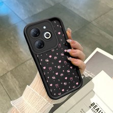 HONTINGA Infinix Smart 8 Pro ile Uyumlu Kılıfı Düşüme Önleyici Basitlik Anti Düşme Kamera Korumali Siyah Çiçek Desen Yumuşak Silikon Telefon Kılıfı Kadın ve Erkek Için Uygundur K2-0456