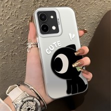 HONTINGA Vivo Y28 ile Uyumlu Kılıfı Silikon Kenar Sert Arka Düşüme Önleyici Basitlik Anti Düşme Kamera Korumali Şirin Desen Telefon Kılıfı Kadın ve Erkek Için Uygundur K1-0856