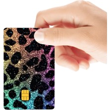 Huggy Craft Leopar Desen Işıltılı Hologramlı Parlak Kredi/banka Kart Kaplama Sticker