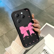 HONTINGA Infinix Hot 40 ile Uyumlu Kılıfı Düşüme Önleyici Basitlik Anti Düşme Kamera Korumali Siyah Pembe Papyon Desen Yumuşak Silikon Telefon Kılıfı Kadın ve Erkek Için Uygundur K2-0465