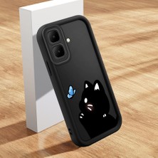 HONTINGA Infinix Smart 10 ile Uyumlu Kılıfı Düşüme Önleyici Basitlik Anti Düşme Kamera Korumali Şirin Kedi Siyah Kedi Desen Yumuşak Silikon Telefon Kılıfı Kadın ve Erkek Için Uygundur K2-0265