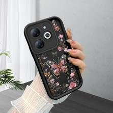 HONTINGA Infinix Smart 8 ile Uyumlu Kılıfı Düşüme Önleyici Basitlik Anti Düşme Kamera Korumali Siyah Gümüş Kelebek Desen Yumuşak Silikon Telefon Kılıfı Kadın ve Erkek Için Uygundur K2-0459
