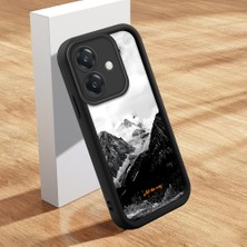 HONTINGA Oppo A3 5g ile Uyumlu Kılıfı Düşüme Önleyici Basitlik Anti Düşme Kamera Korumali Şirin Kedi Siyah Yüksek Dağ Desen Yumuşak Silikon Telefon Kılıfı Kadın ve Erkek Için Uygundur K2-0259