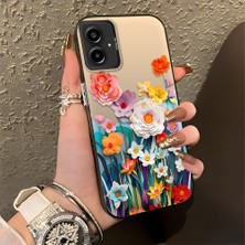 HONTINGA Samsung Galaxy A06 ile Uyumlu Kılıfı Silikon Kenar Sert Arka Düşüme Önleyici Basitlik Anti Düşme Kamera Korumali Çiçek Desen Telefon Kılıfı Kadın ve Erkek Için Uygundur K1-0859