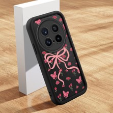 HONTINGA Vivo X200 Pro ile Uyumlu Kılıfı Düşüme Önleyici Basitlik Anti Düşme Kamera Korumali Şirin Kedi Siyah Kurdele Düğümü Desen Yumuşak Silikon Telefon Kılıfı Kadın ve Erkek Için Uygundur K2-0463