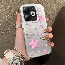 HONTINGA Tecno Spark Go 2024 ile Uyumlu Kılıfı Silikon Kenar Sert Arka Düşüme Önleyici Basitlik Anti Düşme Kamera Korumali Renkli Yıldızlar Desen Telefon Kılıfı Kadın ve Erkek Için Uygundur K1-0858