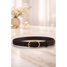 Williampolo Mira Hakiki Süet Deri Gold Toka Siyah  Kadın Kemer