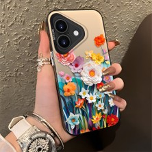 HONTINGA iPhone 16 Plus ile Uyumlu Kılıfı Silikon Kenar Sert Arka Düşüme Önleyici Basitlik Anti Düşme Kamera Korumali Çiçek Desen Telefon Kılıfı Kadın ve Erkek Için Uygundur K1-0859