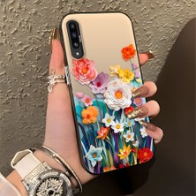 HONTINGA Samsung Galaxy A50 ile Uyumlu Kılıfı Silikon Kenar Sert Arka Düşüme Önleyici Basitlik Anti Düşme Kamera Korumali Çiçek Desen Telefon Kılıfı Kadın ve Erkek Için Uygundur K1-0859