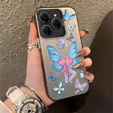 HONTINGA Tecno Spark 20 Pro 5g ile Uyumlu Kılıfı Silikon Kenar Sert Arka Düşüme Önleyici Basitlik Anti Düşme Kamera Korumali Kelebek Desen Telefon Kılıfı Kadın ve Erkek Için Uygundur K1-0854