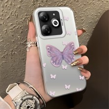 HONTINGA Infinix Smart 8 ile Uyumlu Kılıfı Silikon Kenar Sert Arka Düşüme Önleyici Basitlik Anti Düşme Kamera Korumali Kelebek Desen Telefon Kılıfı Kadın ve Erkek Için Uygundur K1-0863
