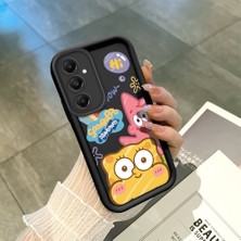 HONTINGA Samsung Galaxy A05S ile Uyumlu Kılıfı Düşüme Önleyici Basitlik Anti Düşme Kamera Korumali Siyah Sünger Bob Desen Yumuşak Silikon Telefon Kılıfı Kadın ve Erkek Için Uygundur K2-0264