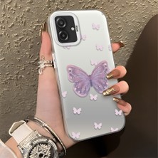HONTINGA Samsung Galaxy A07 ile Uyumlu Kılıfı Silikon Kenar Sert Arka Düşüme Önleyici Basitlik Anti Düşme Kamera Korumali Kelebek Desen Telefon Kılıfı Kadın ve Erkek Için Uygundur K1-0863