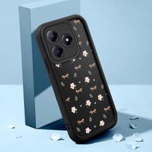 HONTINGA Realme Note 60 ile Uyumlu Kılıfı Düşüme Önleyici Basitlik Anti Düşme Kamera Korumali Şirin Kedi Siyah Çiçek Desen Yumuşak Silikon Telefon Kılıfı Kadın ve Erkek Için Uygundur K2-0456