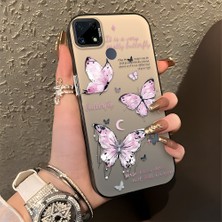 HONTINGA Realme C15 ile Uyumlu Kılıfı Silikon Kenar Sert Arka Düşüme Önleyici Basitlik Anti Düşme Kamera Korumali Kelebek Desen Telefon Kılıfı Kadın ve Erkek Için Uygundur K1-0864