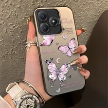 HONTINGA Realme C63 ile Uyumlu Kılıfı Silikon Kenar Sert Arka Düşüme Önleyici Basitlik Anti Düşme Kamera Korumali Kelebek Desen Telefon Kılıfı Kadın ve Erkek Için Uygundur K1-0864