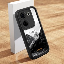 HONTINGA Tecno Camon 20 Pro 4g ile Uyumlu Kılıfı Düşüme Önleyici Basitlik Anti Düşme Kamera Korumali Şirin Kedi Siyah Yüksek Dağ Desen Yumuşak Silikon Telefon Kılıfı Kadın ve Erkek Için Uygundur K2-0259