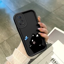 HONTINGA Xiaomi Redmi Note 11 Pro ile Uyumlu Kılıfı Düşüme Önleyici Basitlik Anti Düşme Kamera Korumali Siyah Kedi Desen Yumuşak Silikon Telefon Kılıfı Kadın ve Erkek Için Uygundur K2-0265