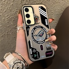 HONTINGA Samsung Galaxy S24 Fe ile Uyumlu Kılıfı Silikon Kenar Sert Arka Düşüme Önleyici Basitlik Anti Düşme Kamera Korumali Yaratıcılık Desen Telefon Kılıfı Kadın ve Erkek Için Uygundur K1-0855