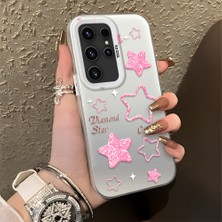 HONTINGA Samsung Galaxy S23 Ultra ile Uyumlu Kılıfı Silikon Kenar Sert Arka Düşüme Önleyici Basitlik Anti Düşme Kamera Korumali Renkli Yıldızlar Desen Telefon Kılıfı Kadın ve Erkek Için Uygundur K1-0858