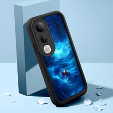 HONTINGA Vivo V50 Lite ile Uyumlu Kılıfı Düşüme Önleyici Basitlik Anti Düşme Kamera Korumali Şirin Kedi Siyah Deniz Desen Yumuşak Silikon Telefon Kılıfı Kadın ve Erkek Için Uygundur K2-0256