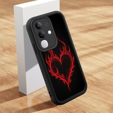 HONTINGA Vivo Y29 ile Uyumlu Kılıfı Düşüme Önleyici Basitlik Anti Düşme Kamera Korumali Şirin Kedi Siyah Kalp Desen Yumuşak Silikon Telefon Kılıfı Kadın ve Erkek Için Uygundur K2-0257