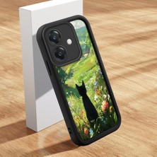 HONTINGA Oppo A3X 5g ile Uyumlu Kılıfı Düşüme Önleyici Basitlik Anti Düşme Kamera Korumali Şirin Kedi Siyah Kedi Desen Yumuşak Silikon Telefon Kılıfı Kadın ve Erkek Için Uygundur K2-0258