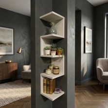 Bicabin Dekoratif Modern Zigzag Düzenleyici Duvar Köşe Raf -Beyaz