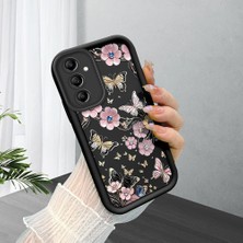 HONTINGA Samsung Galaxy A14 ile Uyumlu Kılıfı Düşüme Önleyici Basitlik Anti Düşme Kamera Korumali Siyah Kelebek Desen Yumuşak Silikon Telefon Kılıfı Kadın ve Erkek Için Uygundur K2-0458