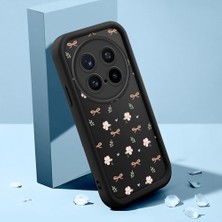 HONTINGA Vivo X200 Pro ile Uyumlu Kılıfı Düşüme Önleyici Basitlik Anti Düşme Kamera Korumali Şirin Kedi Siyah Çiçek Desen Yumuşak Silikon Telefon Kılıfı Kadın ve Erkek Için Uygundur K2-0456