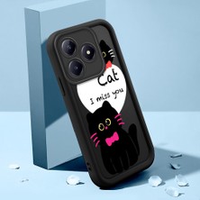 HONTINGA Realme C63 ile Uyumlu Kılıfı Düşüme Önleyici Basitlik Anti Düşme Kamera Korumali Şirin Kedi Siyah Kedi Desen Yumuşak Silikon Telefon Kılıfı Kadın ve Erkek Için Uygundur K2-0258