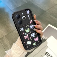 HONTINGA Tecno Spark Go 2024 ile Uyumlu Kılıfı Düşüme Önleyici Basitlik Anti Düşme Kamera Korumali Siyah Küçük Kelebek Desen Yumuşak Silikon Telefon Kılıfı Kadın ve Erkek Için Uygundur K2-0464