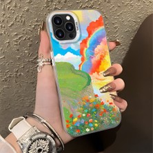 HONTINGA iPhone 12 Pro Max ile Uyumlu Kılıfı Silikon Kenar Sert Arka Düşüme Önleyici Basitlik Anti Düşme Kamera Korumali Gökkuşağı Desen Telefon Kılıfı Kadın ve Erkek Için Uygundur K1-0853
